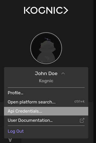 Generate API credentials app screenshot